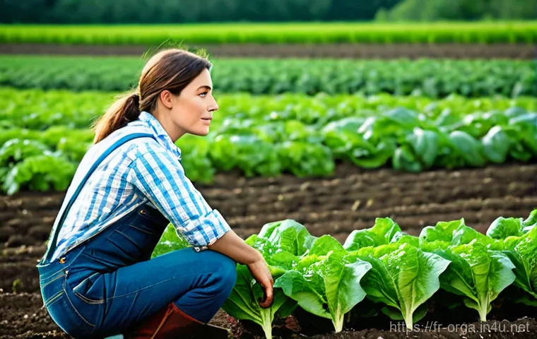 유기농업관리사와 농업협동조합 지원 혜택 - **Prompt:** A serene and vibrant scene of an organic farmer (male or female, in their 40s) tending t...