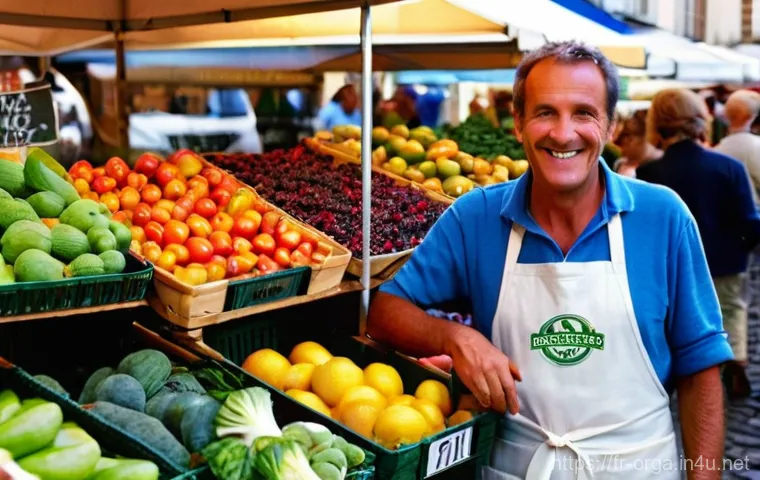 유기농업관리사와 농업협동조합 지원 혜택 - **Prompt:** A group of diverse French organic farmers (men and women of varying ages) actively parti...