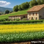 Home 20 유기농업관리사 업무 중 발생한 문제 해결 - A vibrant organic farm scene during daylight, showcasing diverse crop rotation fields with legumes, ...