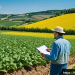 Home 18 유기농업관리사 자격증 취득 비용 - A detailed scene of a French organic farm during the certification audit process: a professional ins...